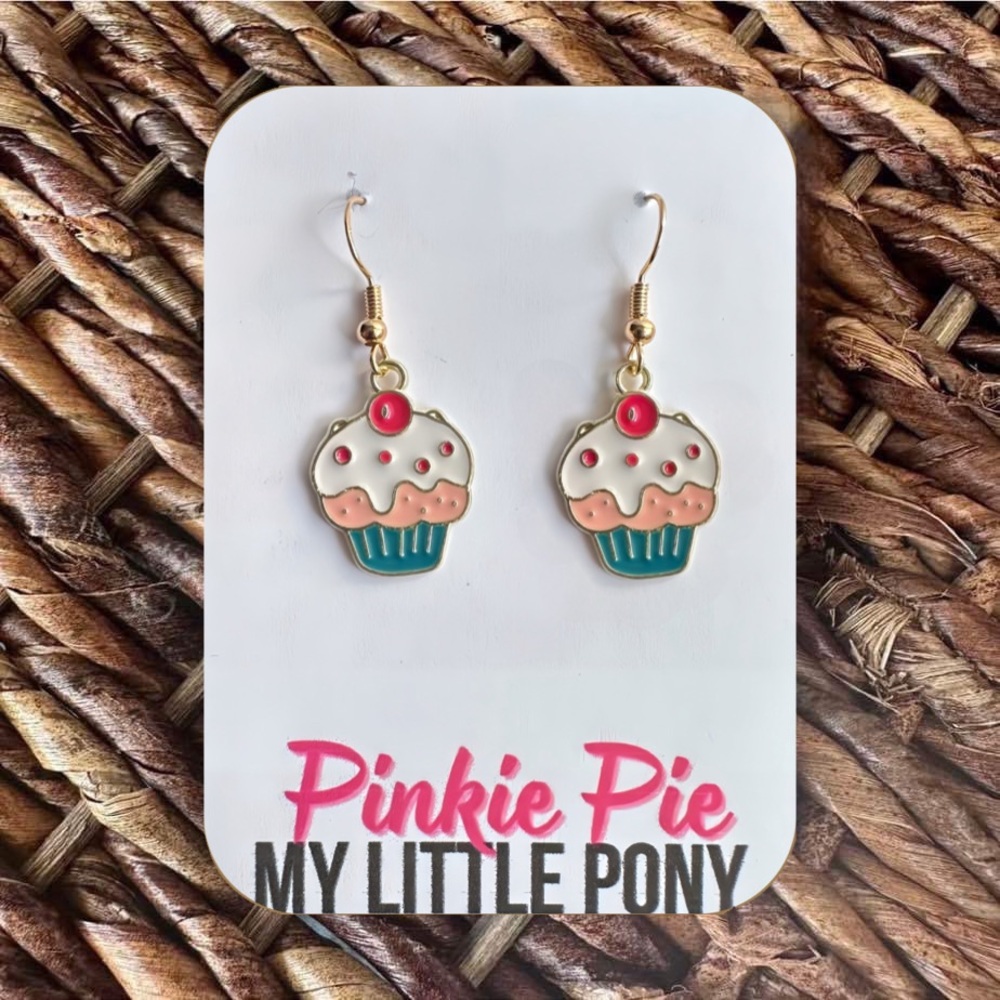 New Handmade Gold-Tone Cupcake Earrings Inspired by "Pinkie Pie" (My Little Pony